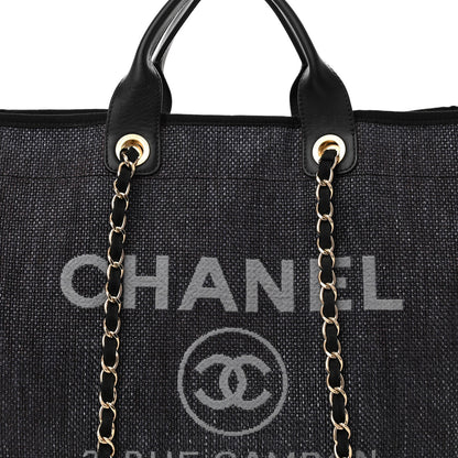 Chanel Woven Straw Raffia Large Deauville Tote Dark Blue 8 of 11