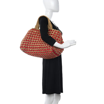 Prada Raffia Crochet Large Tote Naturale Fuo 2 of 12
