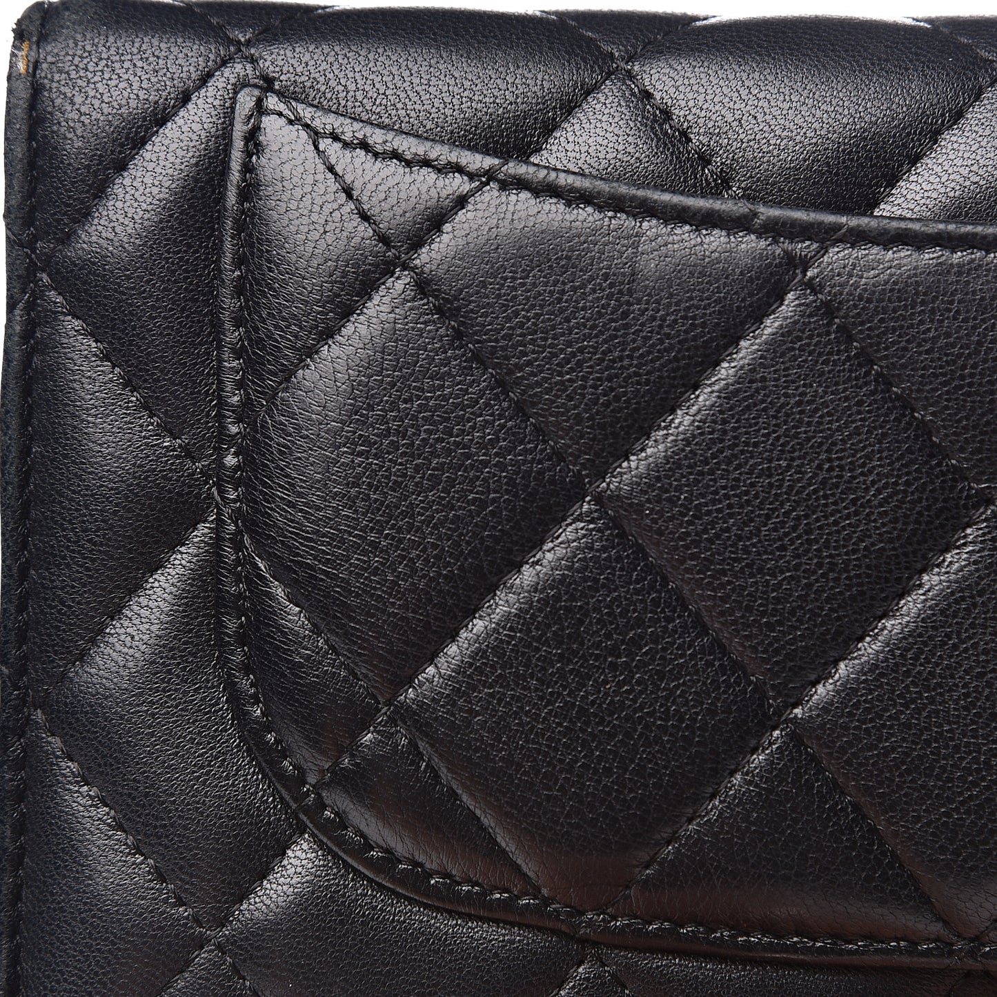 Lambskin Quilted Large Flap Wallet Black
