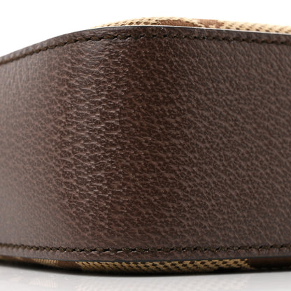 Gucci Monogram Jumbo GG Textured Dollar Calfskin Web Messenger Shoulder Bag Camel Ebony New Acero 9 of 11