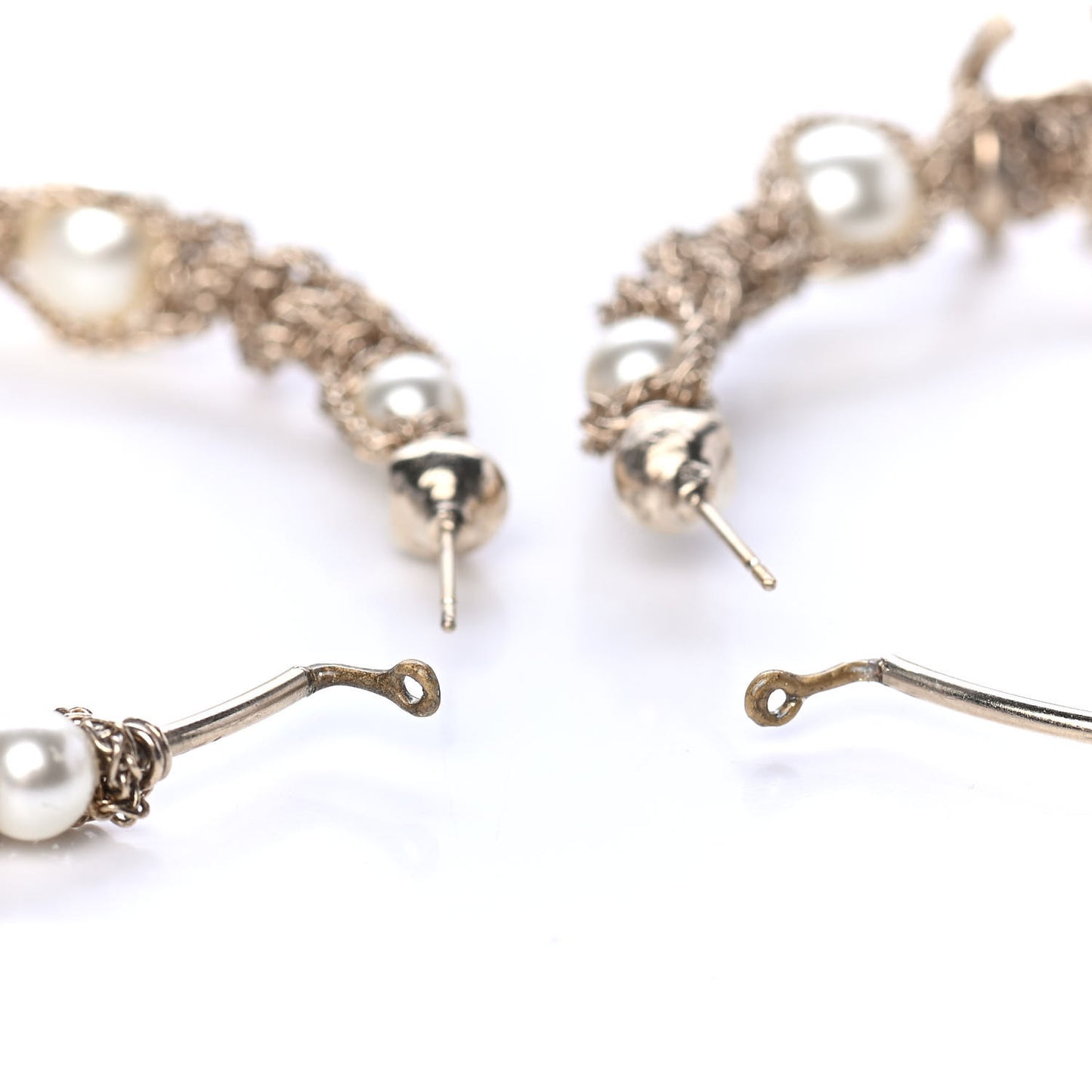 Pearl CC Hoop Earrings Gold