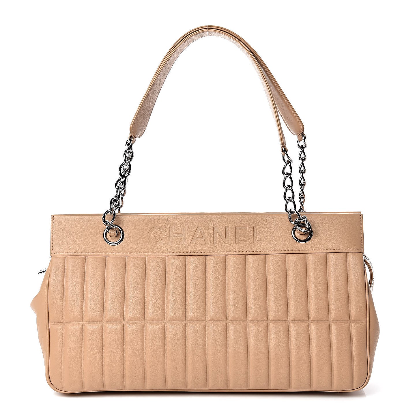 Calfskin Vertical Quilted Lax East West Shoulder Bag Beige