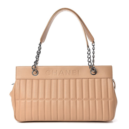 Chanel Calfskin Vertical Quilted Lax East West Shoulder Bag Beige 1 of 11