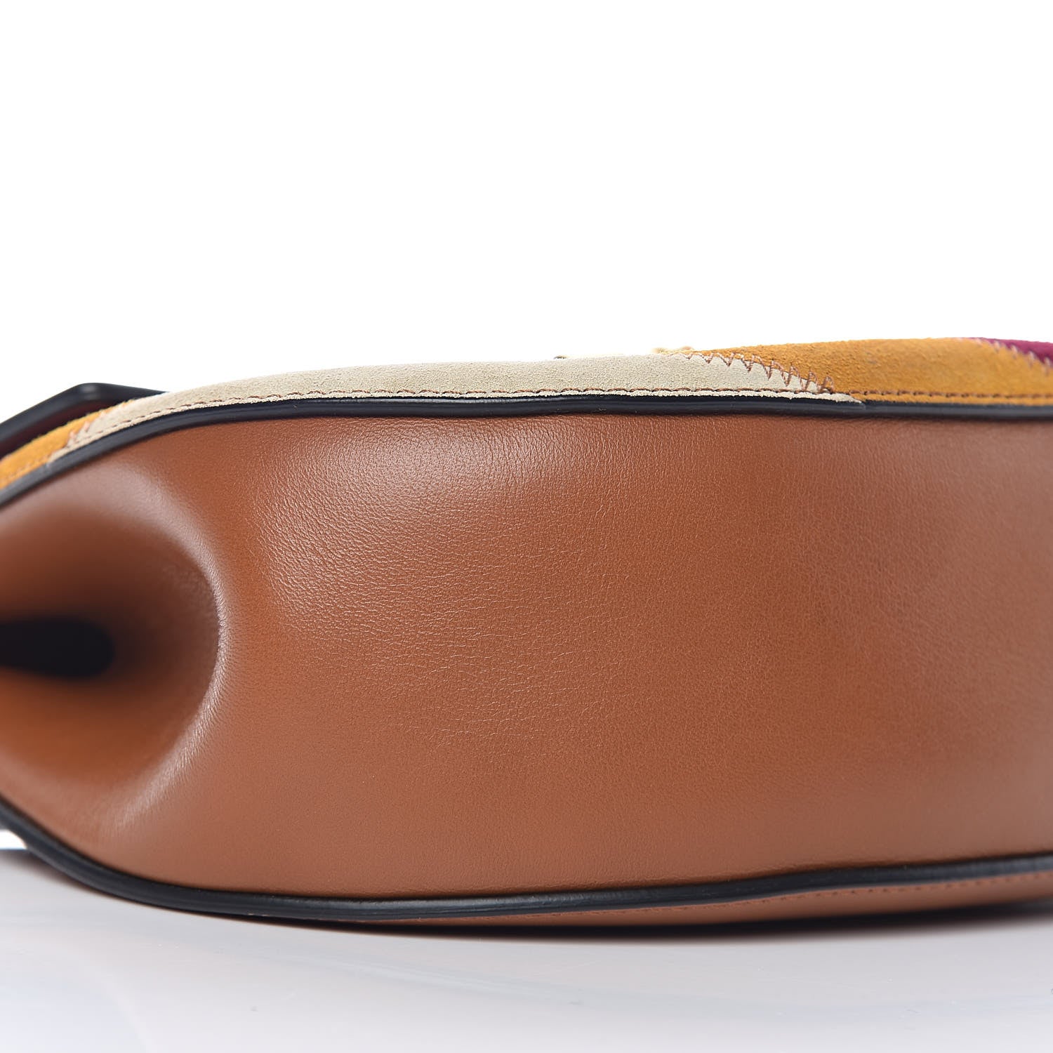 Chloe Calfskin Suede Rainbow Patchwork Drew Shoulder Bag Caramel 7 of 9