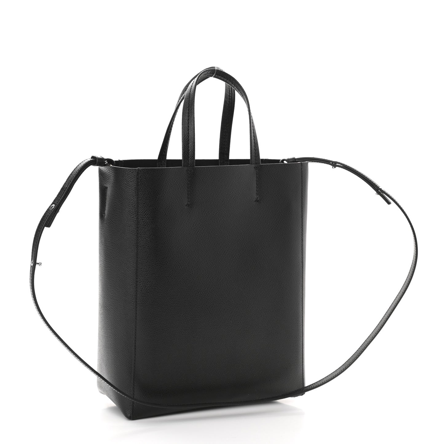 Grained Calfskin Small Vertical Cabas Black