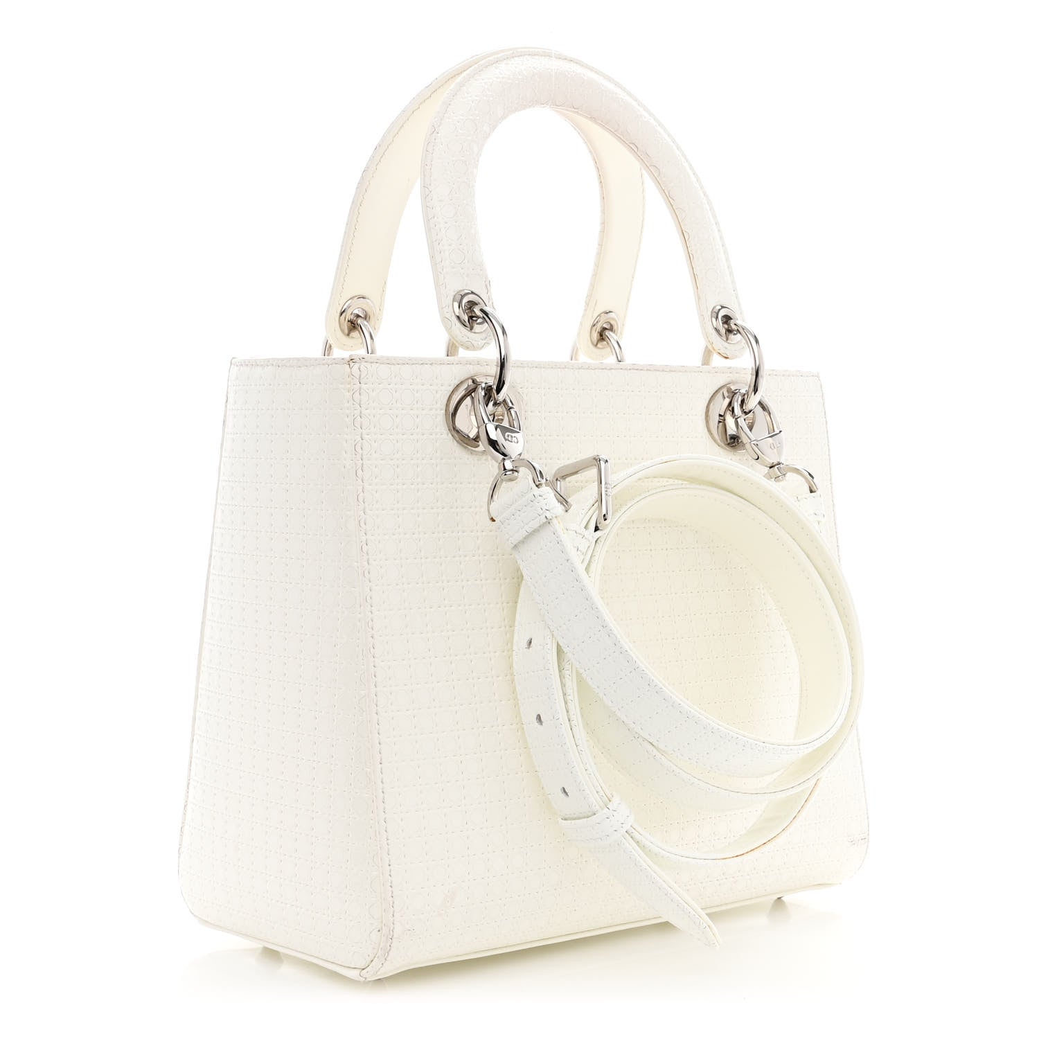 Christian Dior Patent Micro-Cannage Medium Lady Dior White 3 of 19
