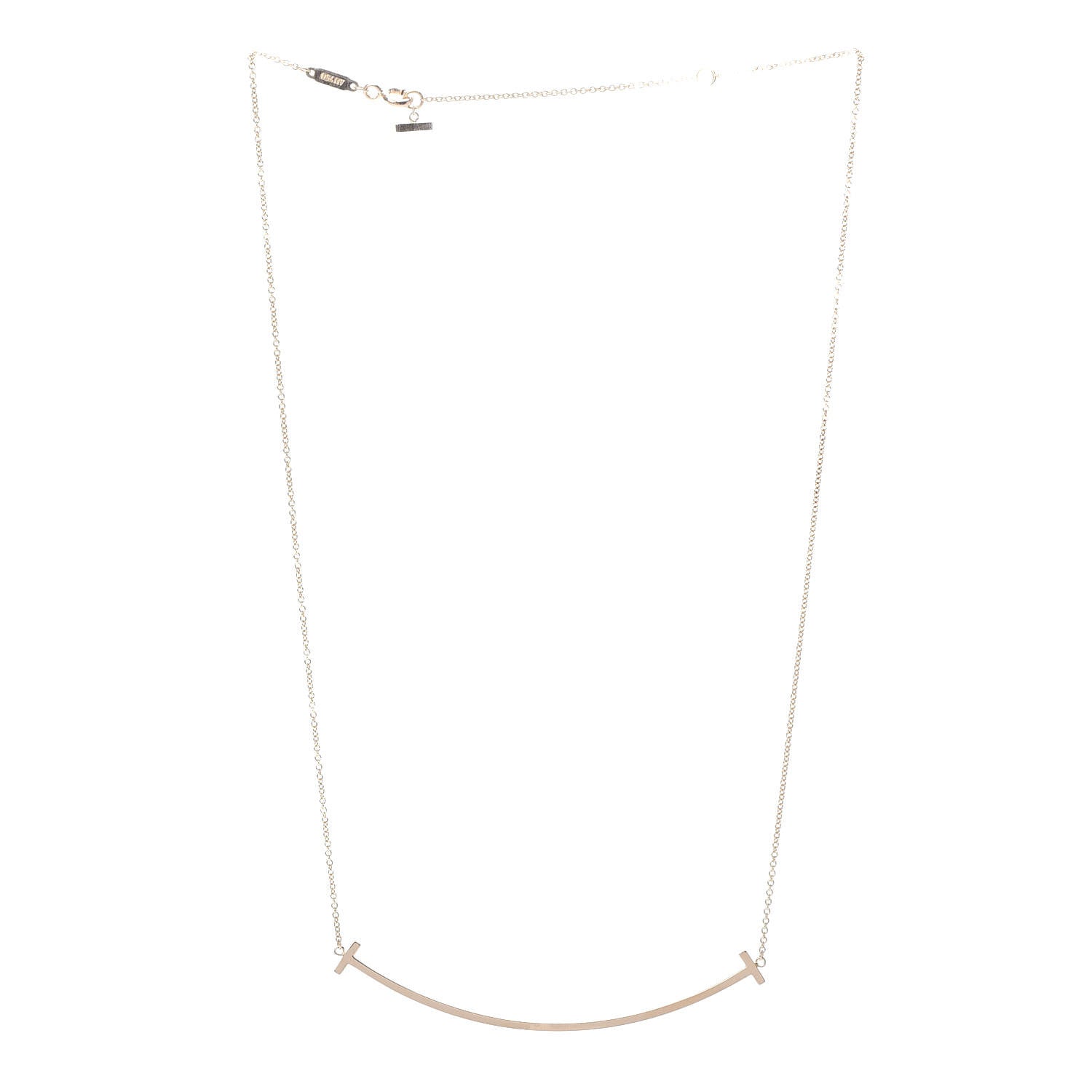 Tiffany 18K Rose Gold Large T Smile Pendant Necklace 3 of 6
