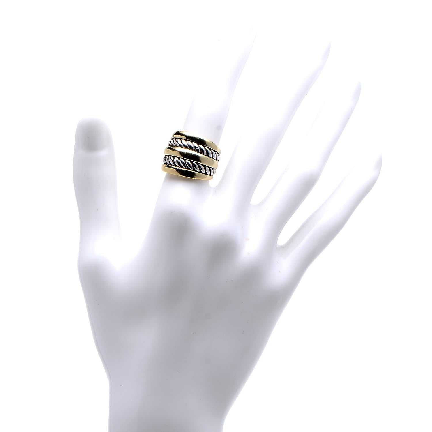 David Yurman Sterling Silver 18K Yellow Gold 5 Row Cable Ring 51.9 6 2 of 6