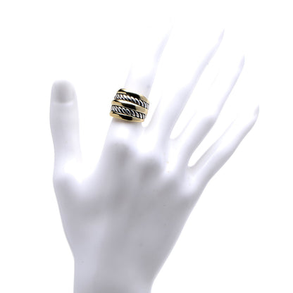 David Yurman Sterling Silver 18K Yellow Gold 5 Row Cable Ring 51.9 6 2 of 6