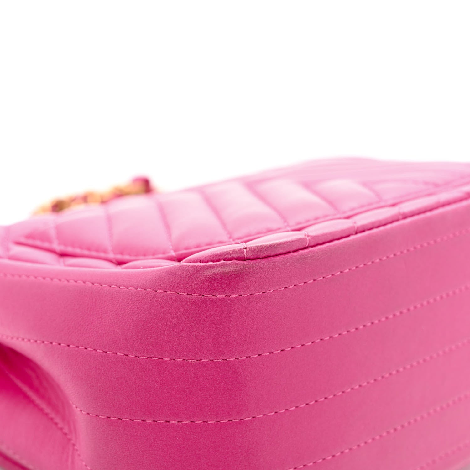 Chanel Lambskin Chevron Quilted Mini Square Flap Fuchsia 11 of 14