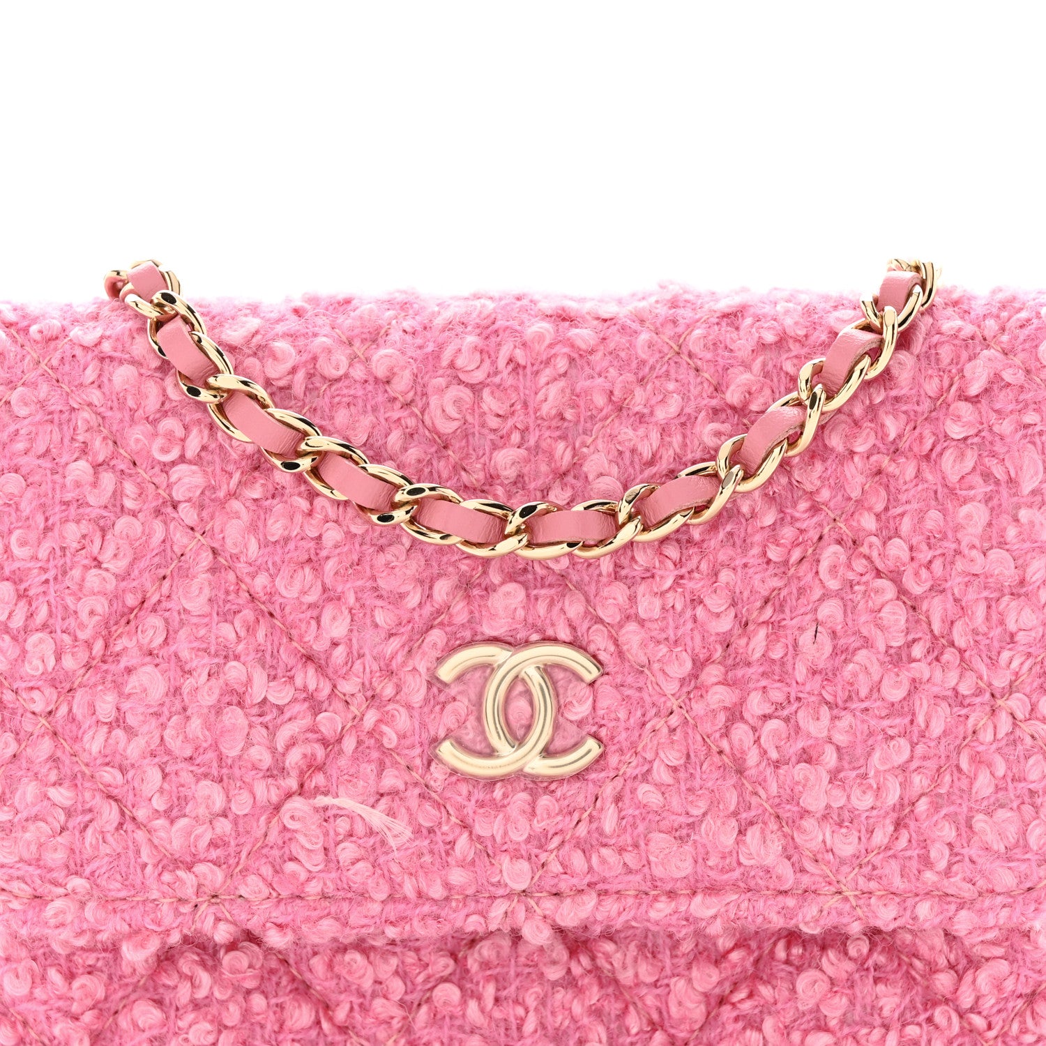 Chanel Tweed Quilted Flap Chain Waist Bag Pink 9 of 11