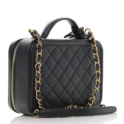 Chanel Caviar Quilted Medium CC Filigree Vanity Case Black 3 of 13