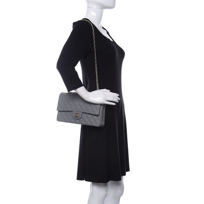 Chanel Caviar Quilted Medium Double Flap Grey 2 of 12