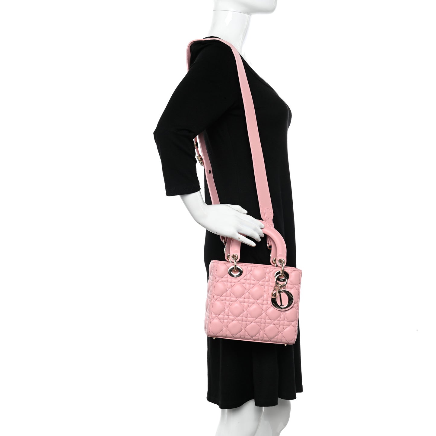 CHRISTIAN DIOR Lambskin Cannage Small My ABC Dior Lady Dior Pink