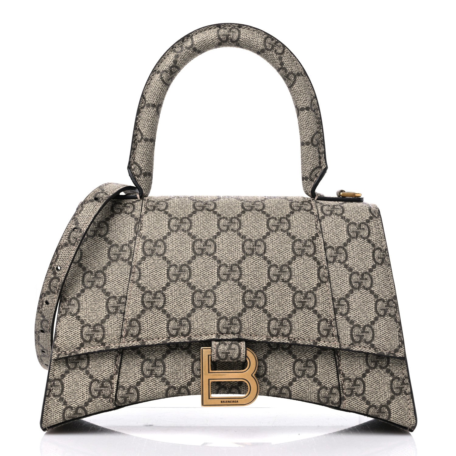 Balenciaga X GUCCI GG Supreme Monogram Small Hourglass Top Handle Bag Beige Ebony 1 of 9