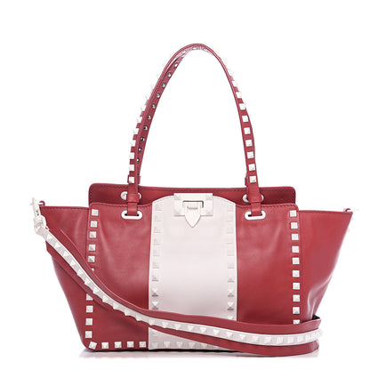 Valentino Garavani Vitello Colorblock Free Rockstud Tote Rosso Valentino White 1 of 9