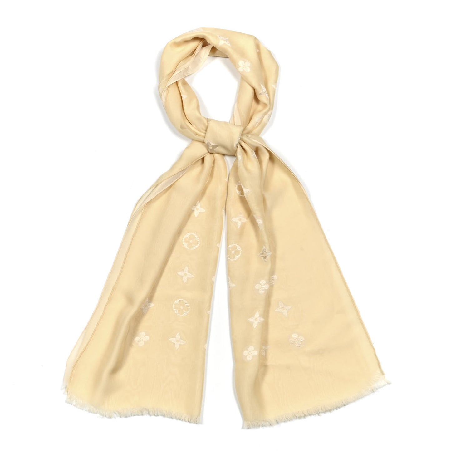 Silk Lurex Wool Monogram Shine Shawl Beige