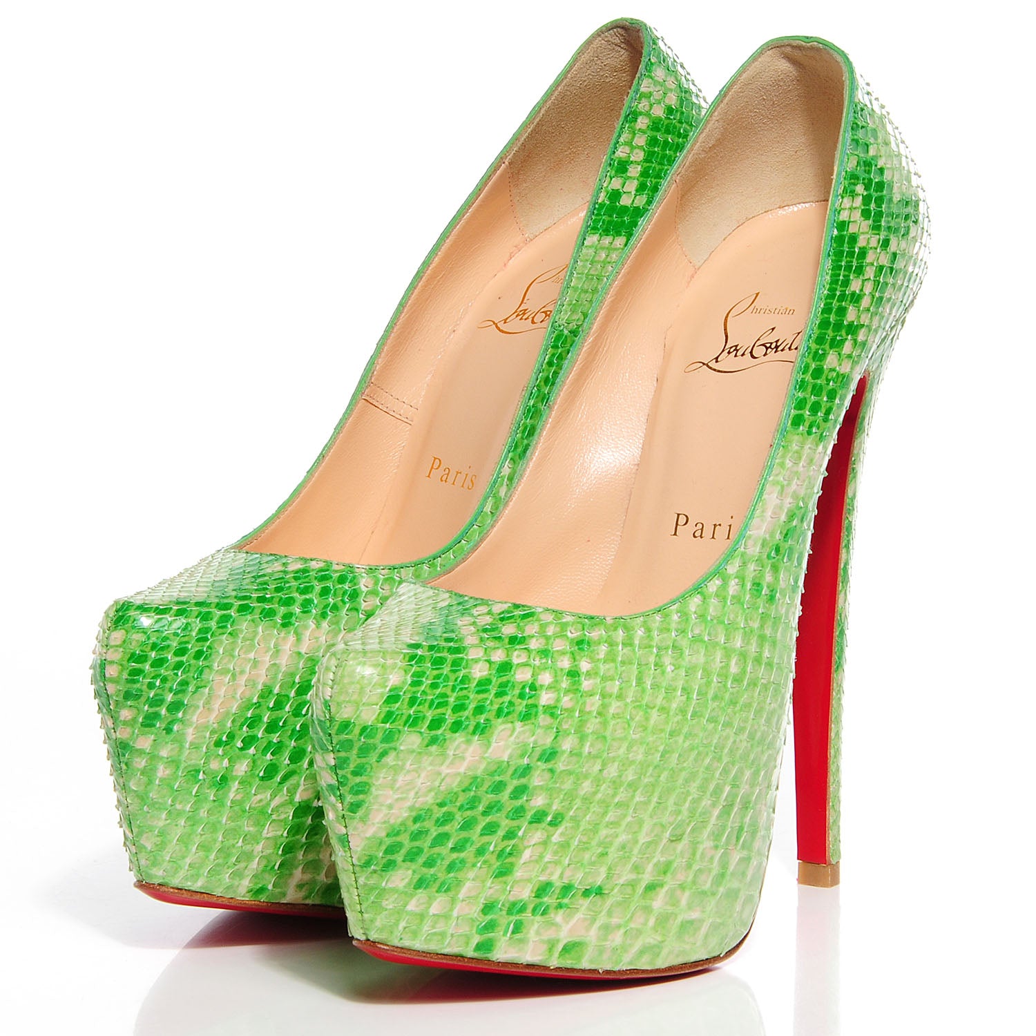 Christian Louboutin Python Daffodile 160 Pumps 36 Green 4 of 5