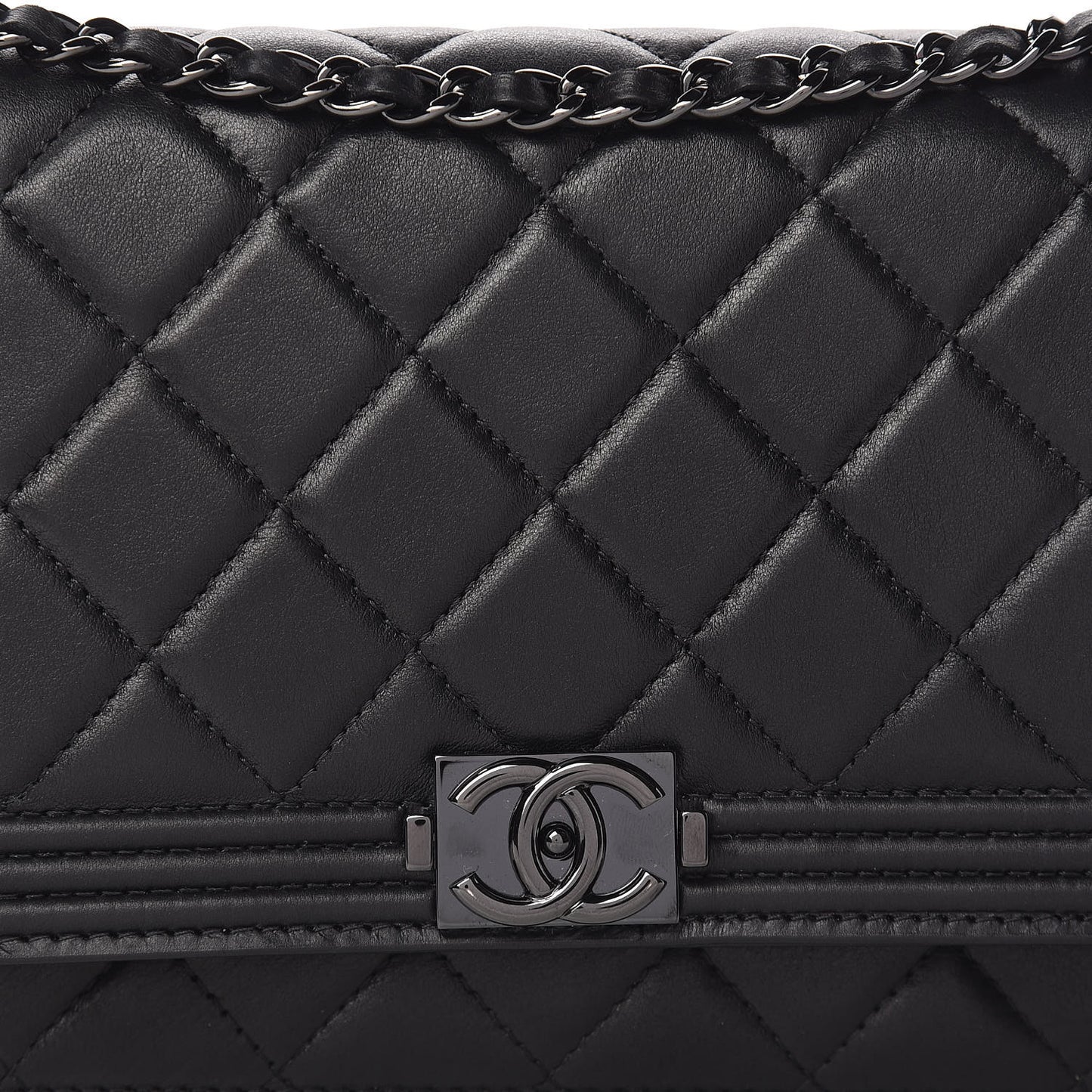 Calfskin Quilted Boy Wallet On Chain WOC So Black