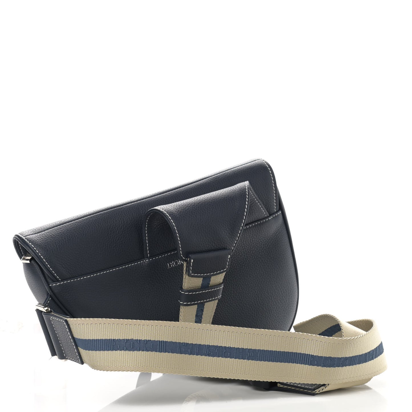 Grained Calfskin Kim Jones Saddle Bag Navy Blue