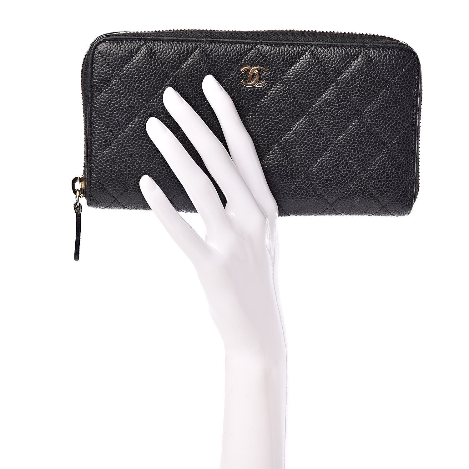 Chanel Caviar Quilted Large Gusset Zip Around Wallet Black 2 of 8