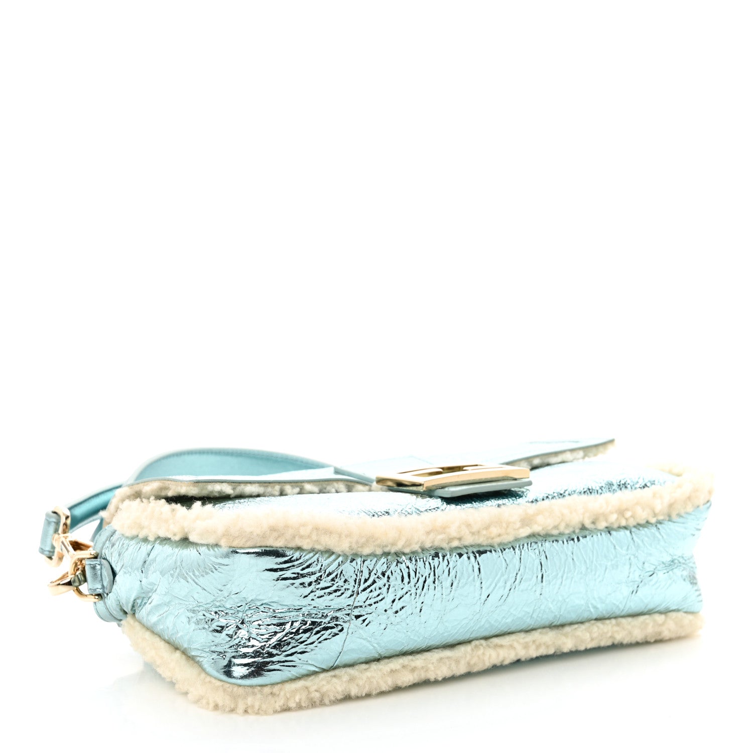 Fendi Metallic Lambskin Sheepskin Fur Re-Edition 2005-2006 Baguette Light Blue 4 of 12