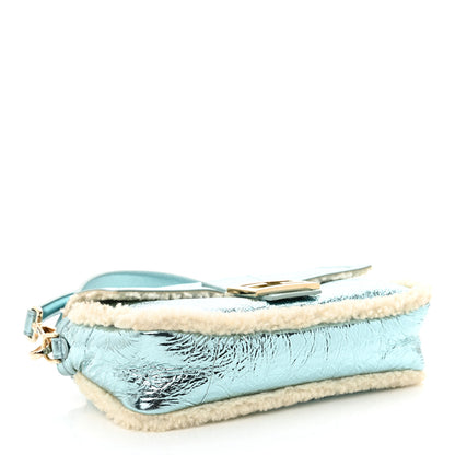 Fendi Metallic Lambskin Sheepskin Fur Re-Edition 2005-2006 Baguette Light Blue 4 of 12