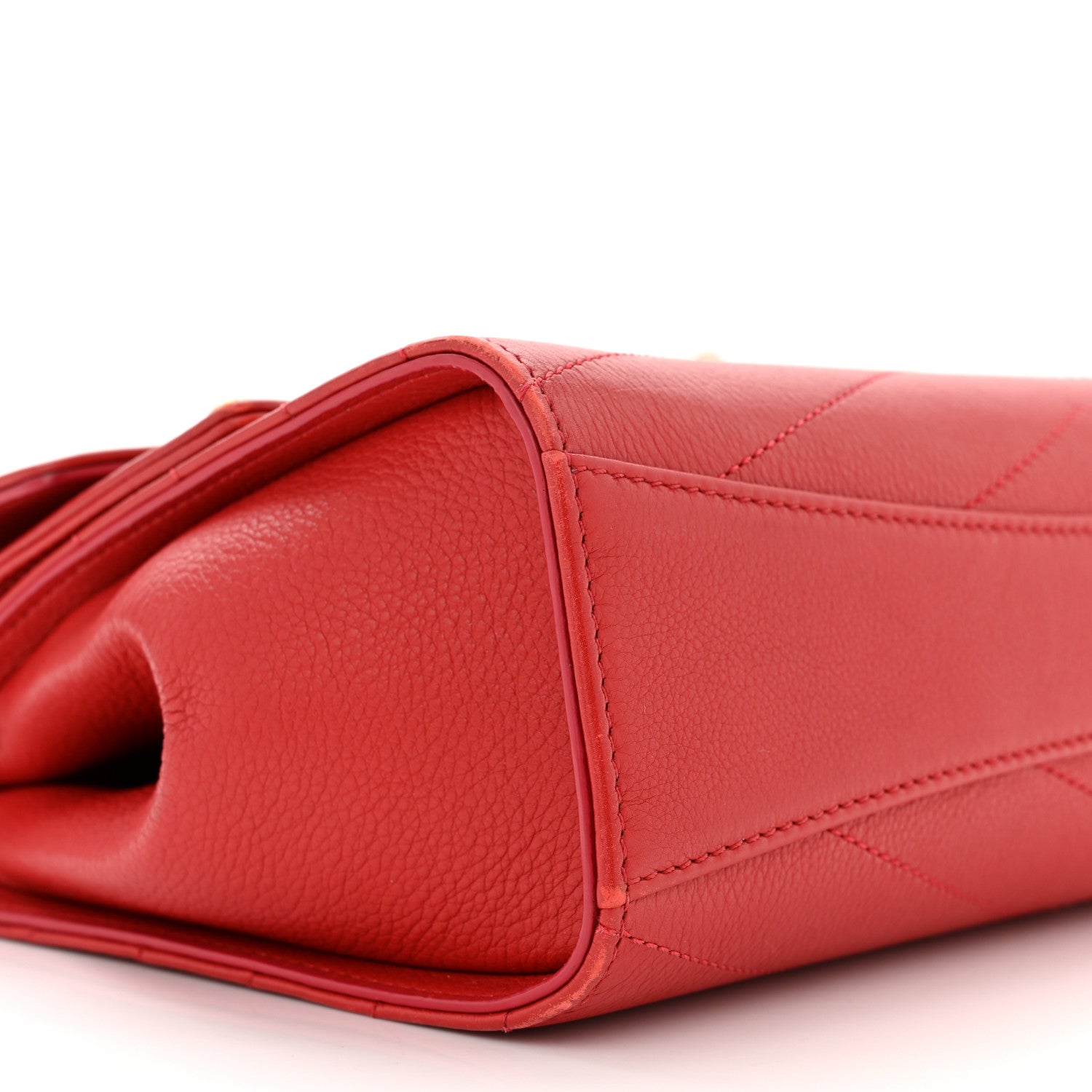 Chanel Calfskin Chevron Quilted Casual Trip Flap Red 9 of 12