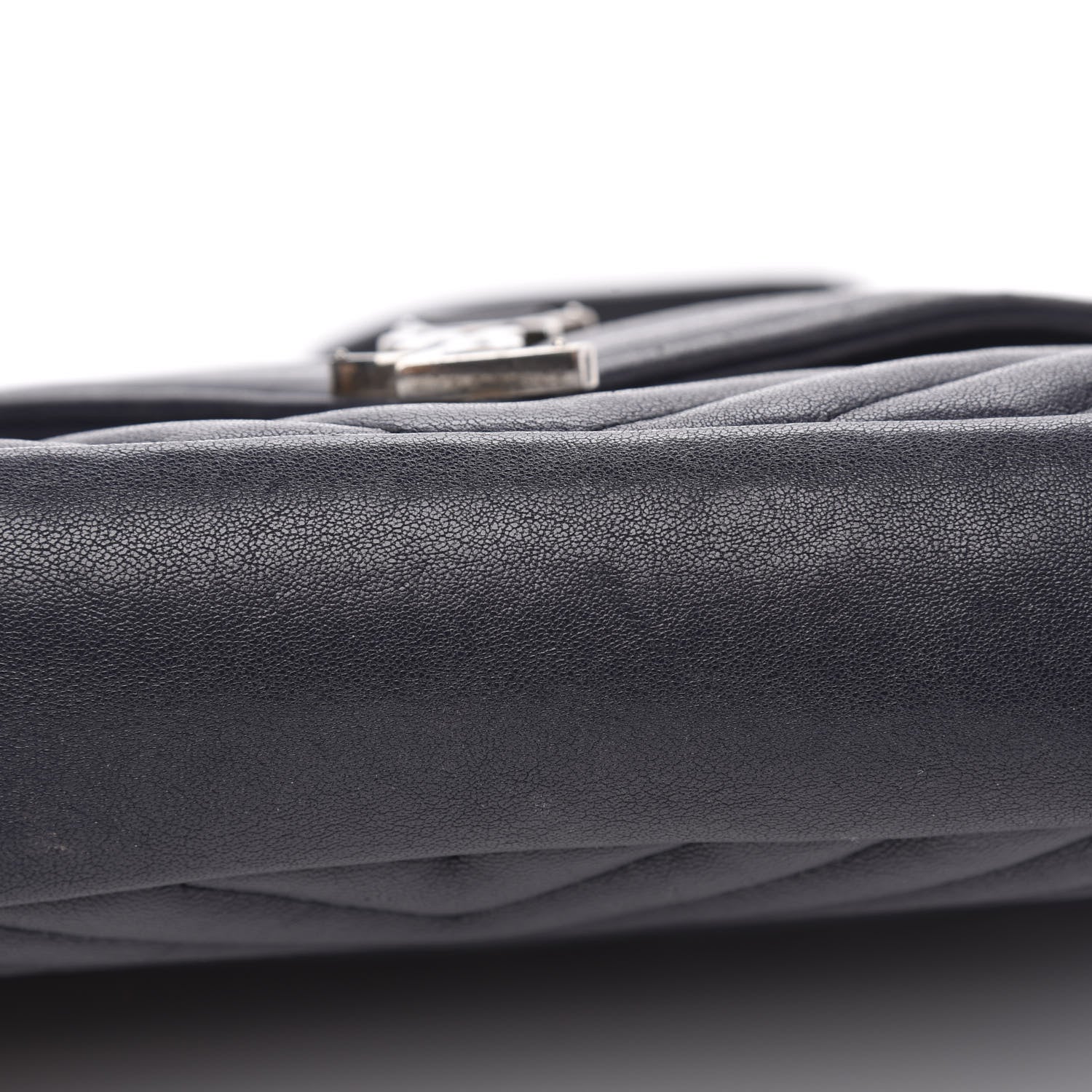 Saint Laurent Sheepskin Matelasse Chevron Monogram Medium College Bag Deep Marine 12 of 18