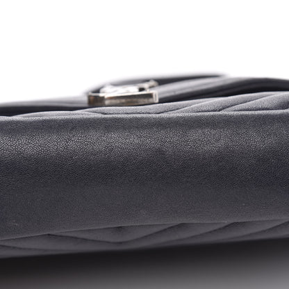 Saint Laurent Sheepskin Matelasse Chevron Monogram Medium College Bag Deep Marine 12 of 18