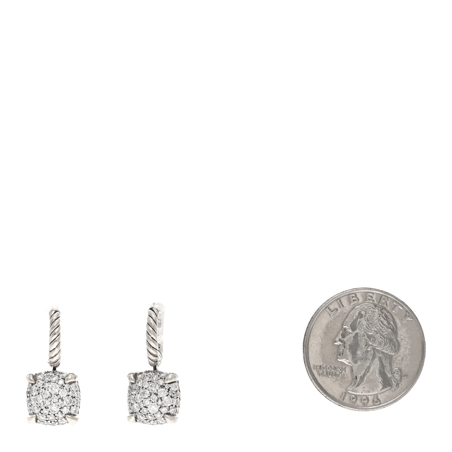 David Yurman Sterling Silver Diamond 10mm Chatelaine Drop Earrings 2 of 4