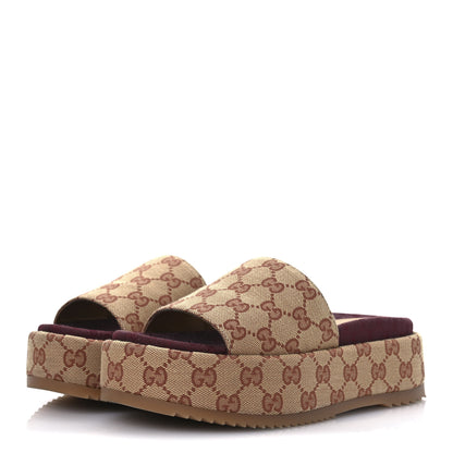 Gucci Canvas GG Monogram Angelina Platform Slide Sandals 36 Beige Ruggine 8 of 30