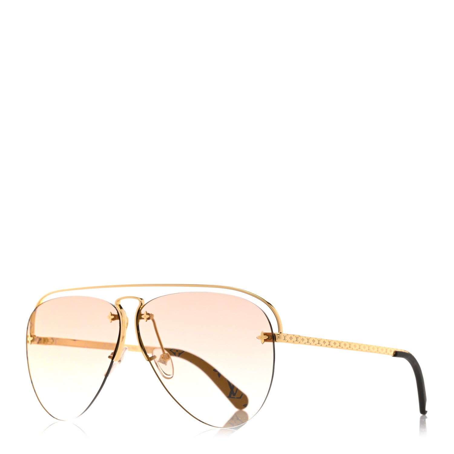 Louis Vuitton Monogram Grease Sunglasses Z1366E Gold 1 of 10