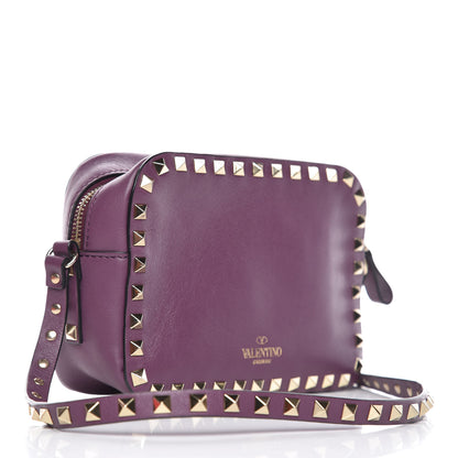 Valentino Garavani Calfskin Rockstud Camera Crossbody Bag Purple 3 of 10