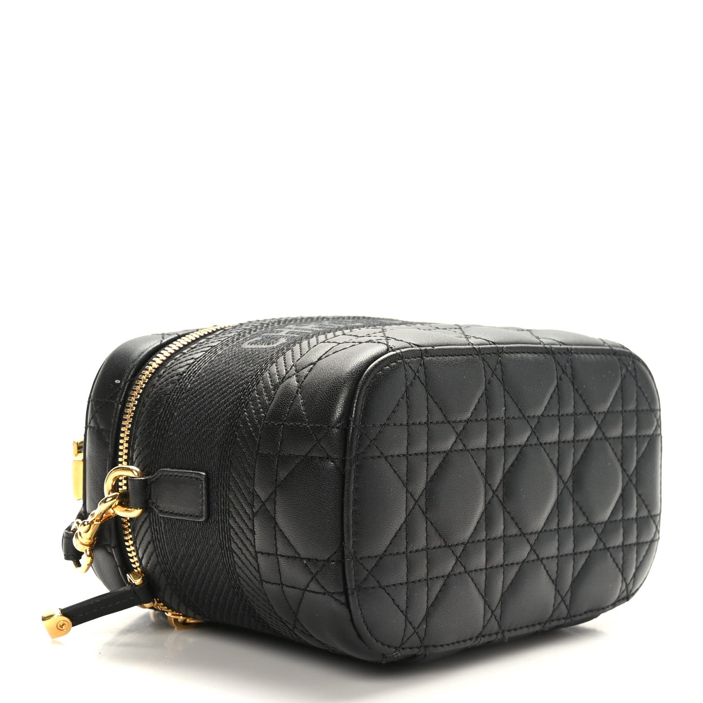 Lambskin Cannage Small Diortravel Vanity Case Black