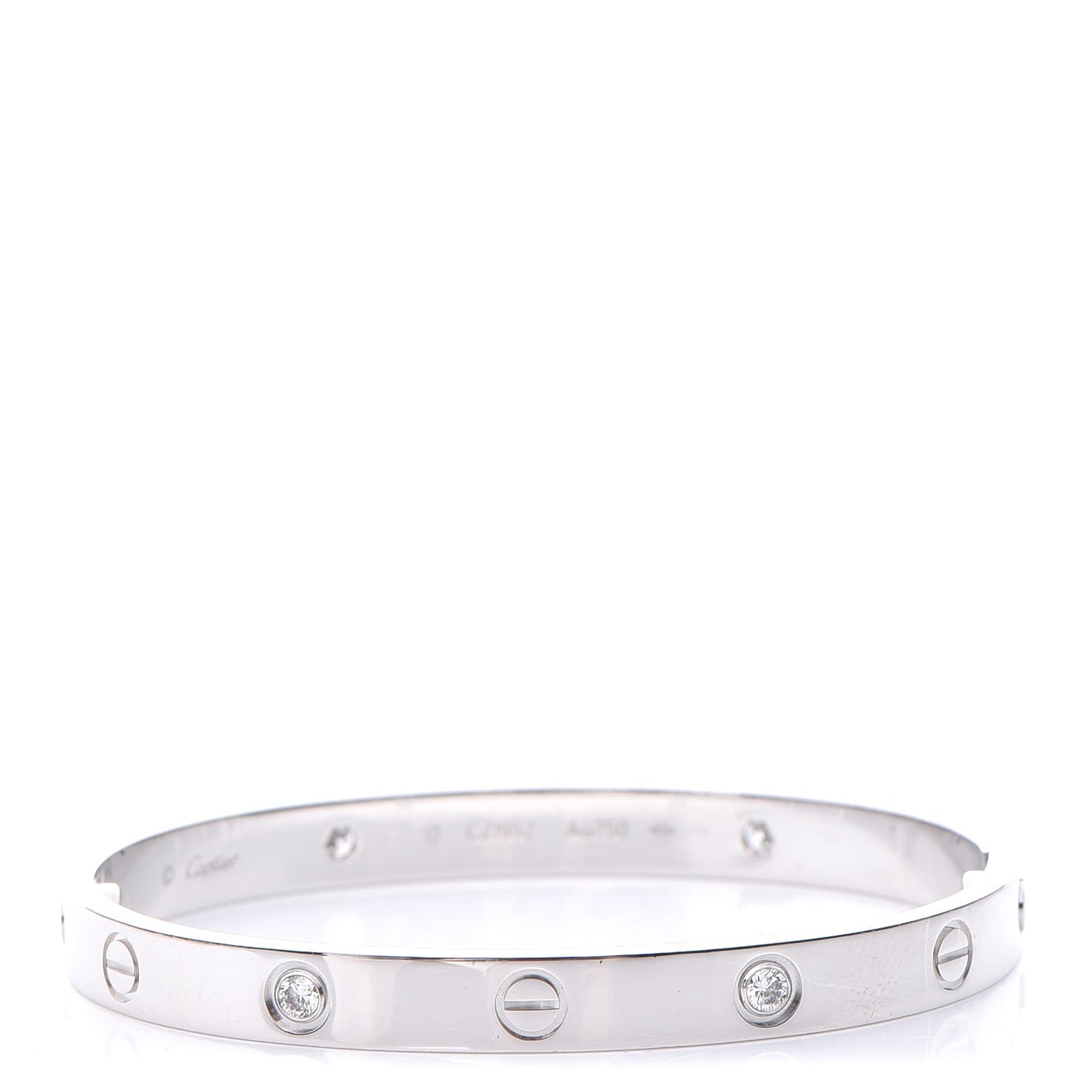 18K White Gold 4 Diamond LOVE Bracelet 17