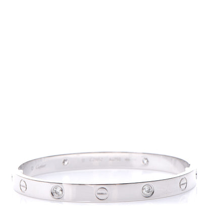 Cartier 18K White Gold 4 Diamond LOVE Bracelet 17 1 of 11