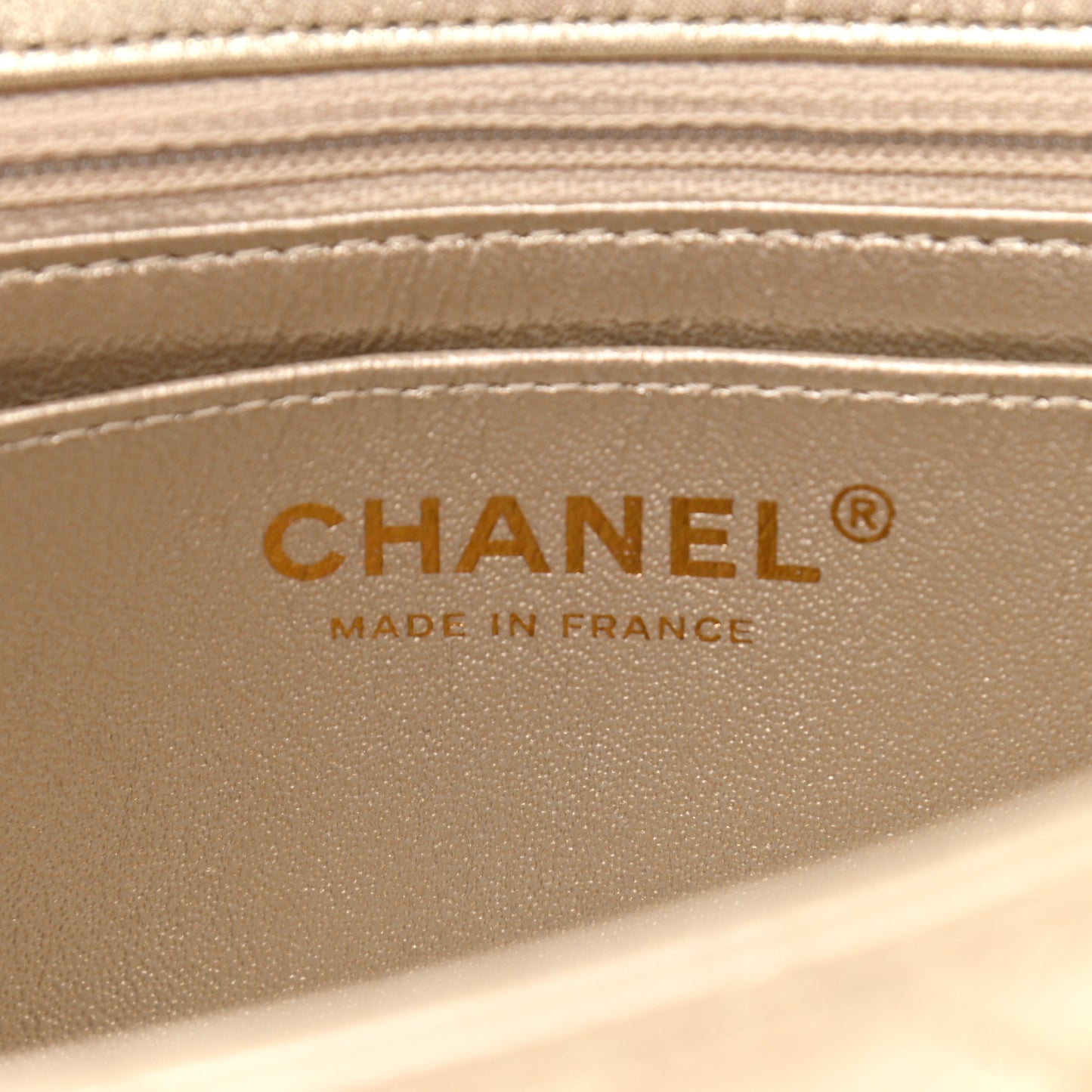 Metallic Lambskin Quilted Mini Rectangular Flap Gold