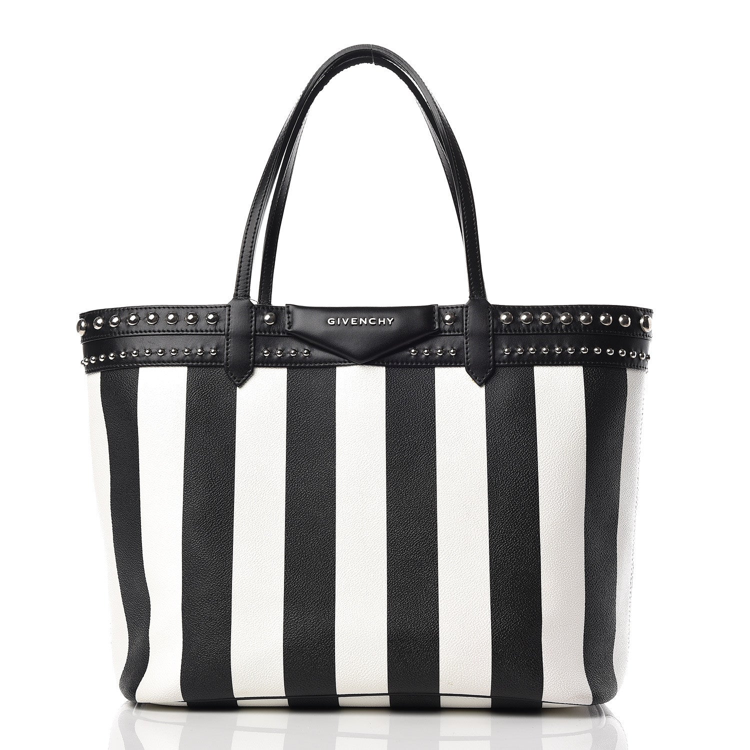 Givenchy Coated Canvas Striped Large Antigona Tote Black White 15 of 23