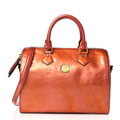 MCM Patent Monogram Boston Bag Bronze 1 of 13