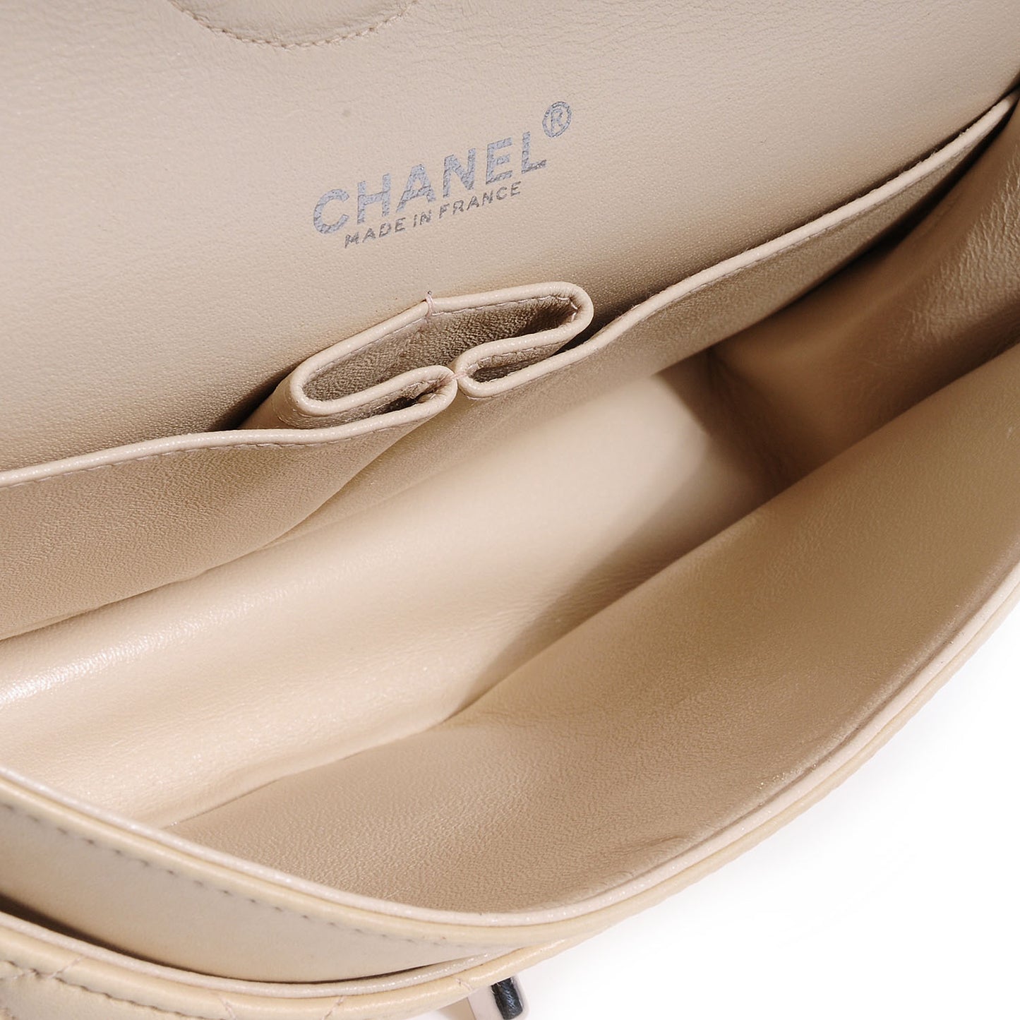 Lambskin Medium Double Flap Light Beige