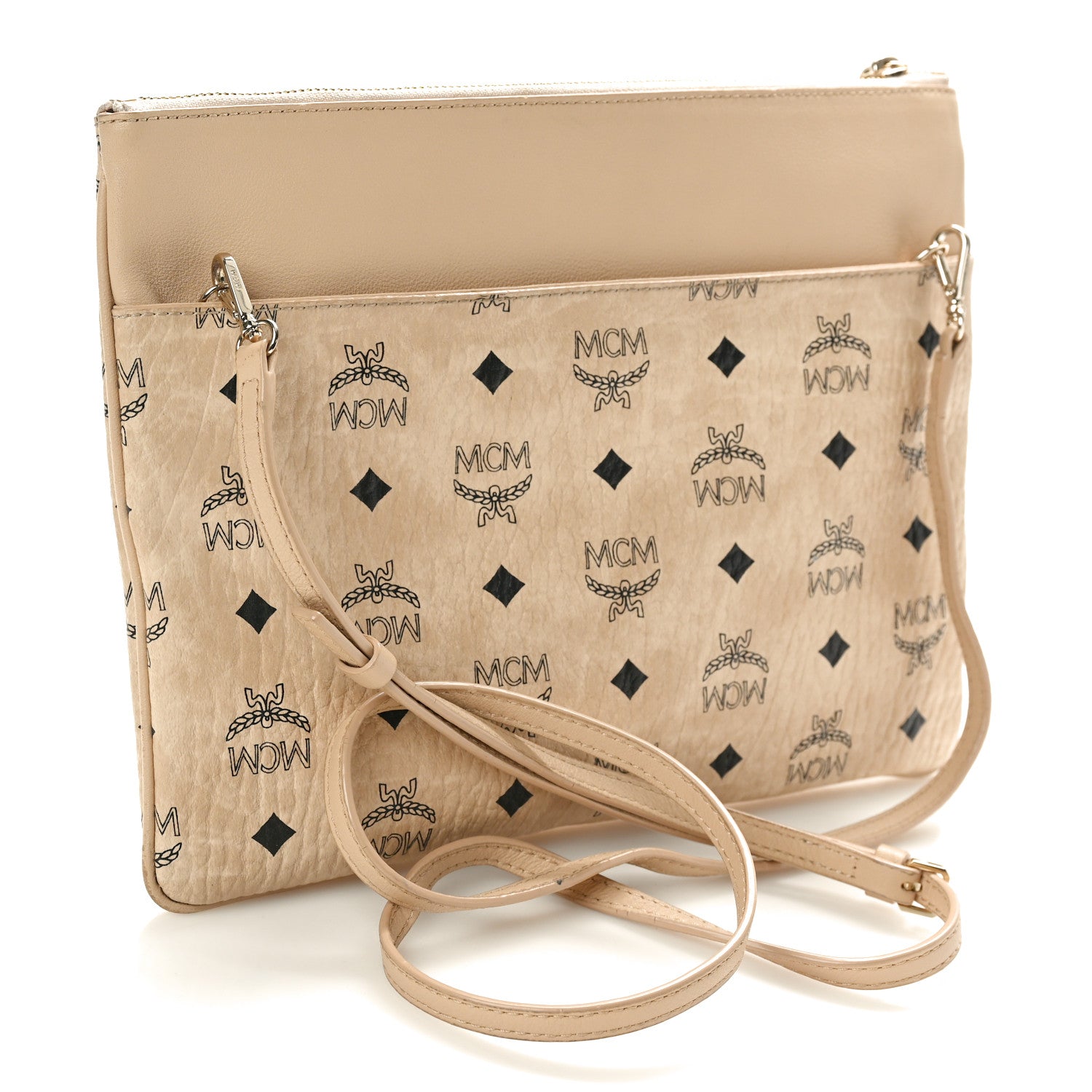 MCM Visetos Medium Crossbody Pouch Beige 2 of 11