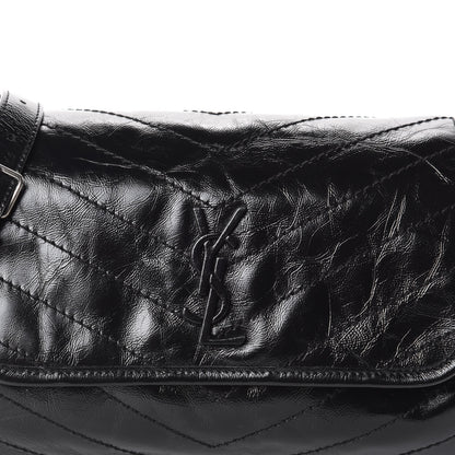 Saint Laurent Crinkled Calfskin Matelasse Monogram Niki Body Bag Black 7 of 9