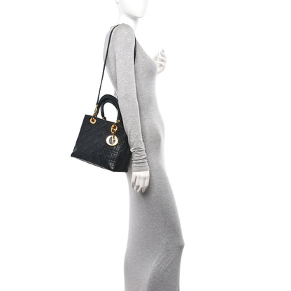 Christian Dior Lambskin Cannage Medium Lady Dior Black 2 of 11