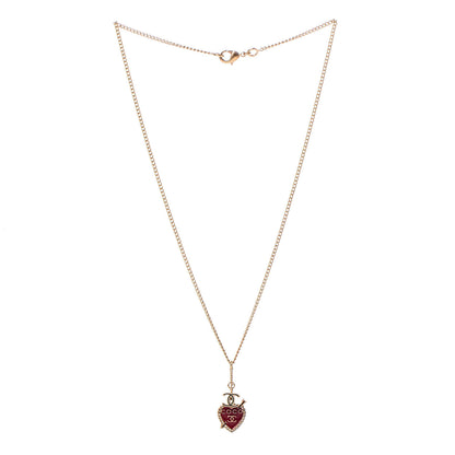 Chanel Enamel Heart CC Charm Necklace Gold 3 of 6