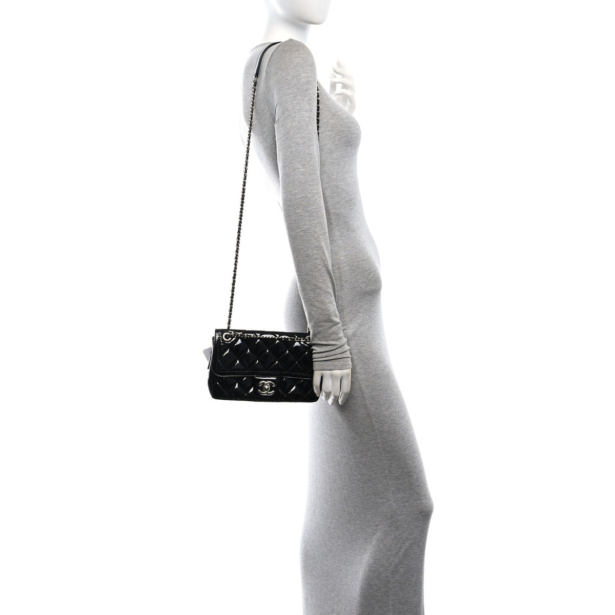 Chanel Patent Quilted Small Coco Shine Flap Black 2 of 10