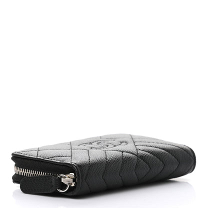 Chanel Caviar Quilted Diamond CC Zip Around Coin Purse Black 3 of 7