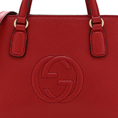Gucci Dollar Calfskin Medium Soho Top Handle Satchel Hibiscus Red 9 of 11