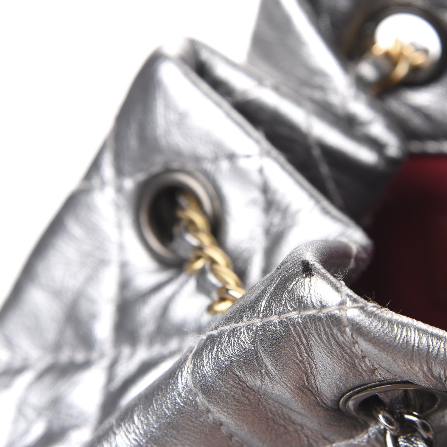 Chanel Metallic Crumpled Calfskin Quilted Gabrielle Backpack Silver 13 of 13