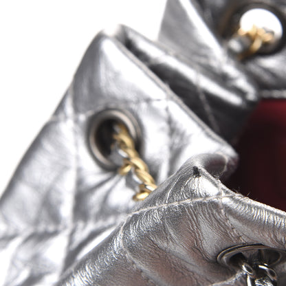 Chanel Metallic Crumpled Calfskin Quilted Gabrielle Backpack Silver 13 of 13